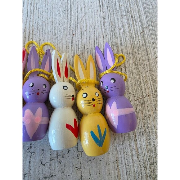 Vintage wooden Easter bunny rabbit ornament spring Xmas tree - Picture 2 of 6